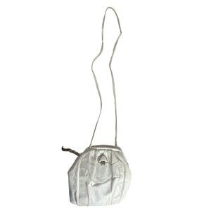 Vintage Sharif Women's White Crock Skin Leather Crossbody Bag Sz S